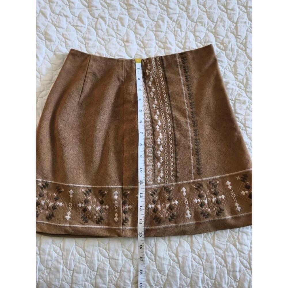 Abercrombie & Fitch Embroidered Mini Skirt Women 2 Brown Boho Cottagecore - Picture 5 of 10